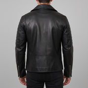 Men's Black Leather Biker Jacket — Bickley