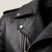 Men's Black Leather Biker Jacket — Bickley