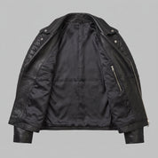 Men's Black Leather Biker Jacket — Bickley