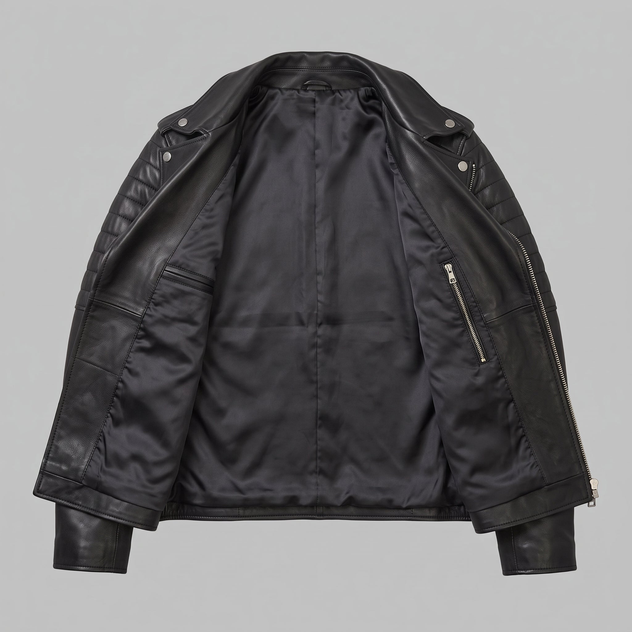 Men's Black Leather Biker Jacket — Bickley