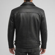Men's Black Leather Biker Jacket — Bicton