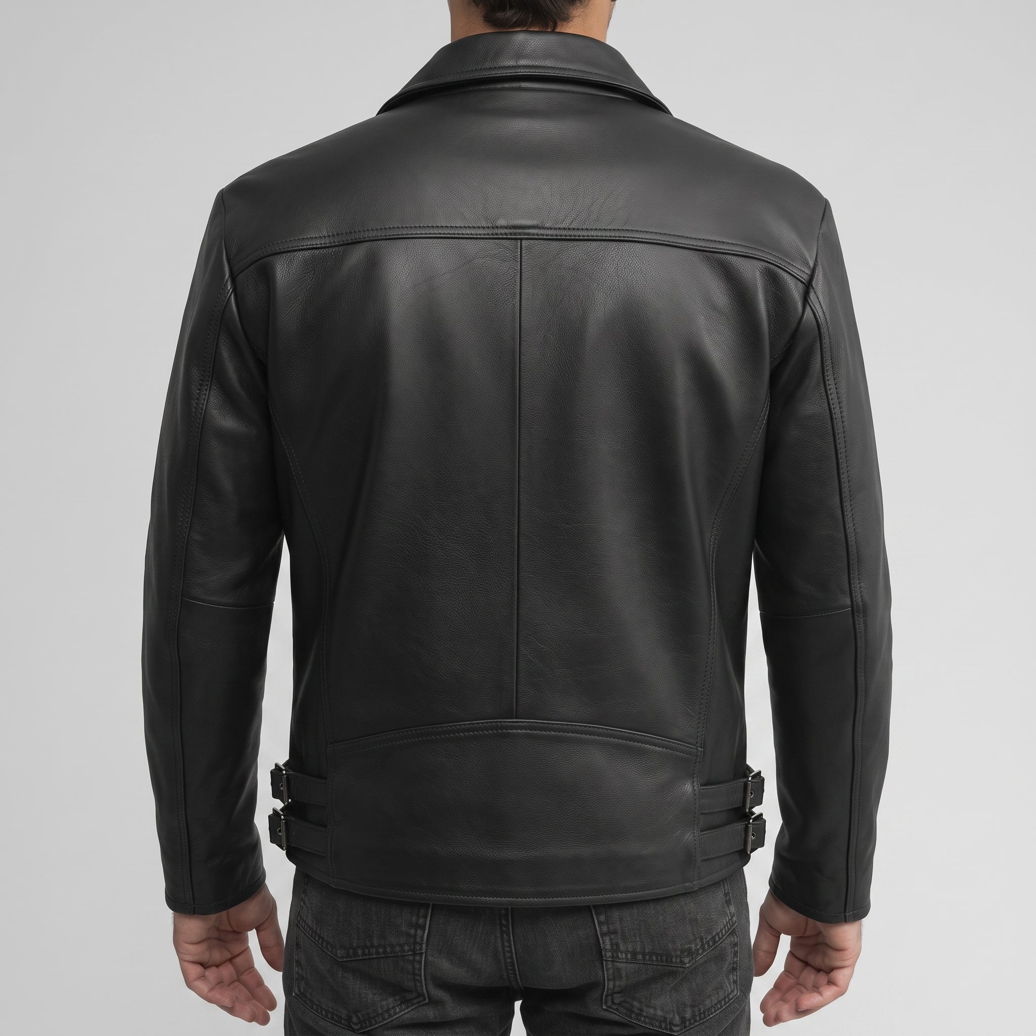 Men's Black Leather Biker Jacket — Bicton