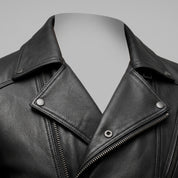 Men's Black Leather Biker Jacket — Bicton