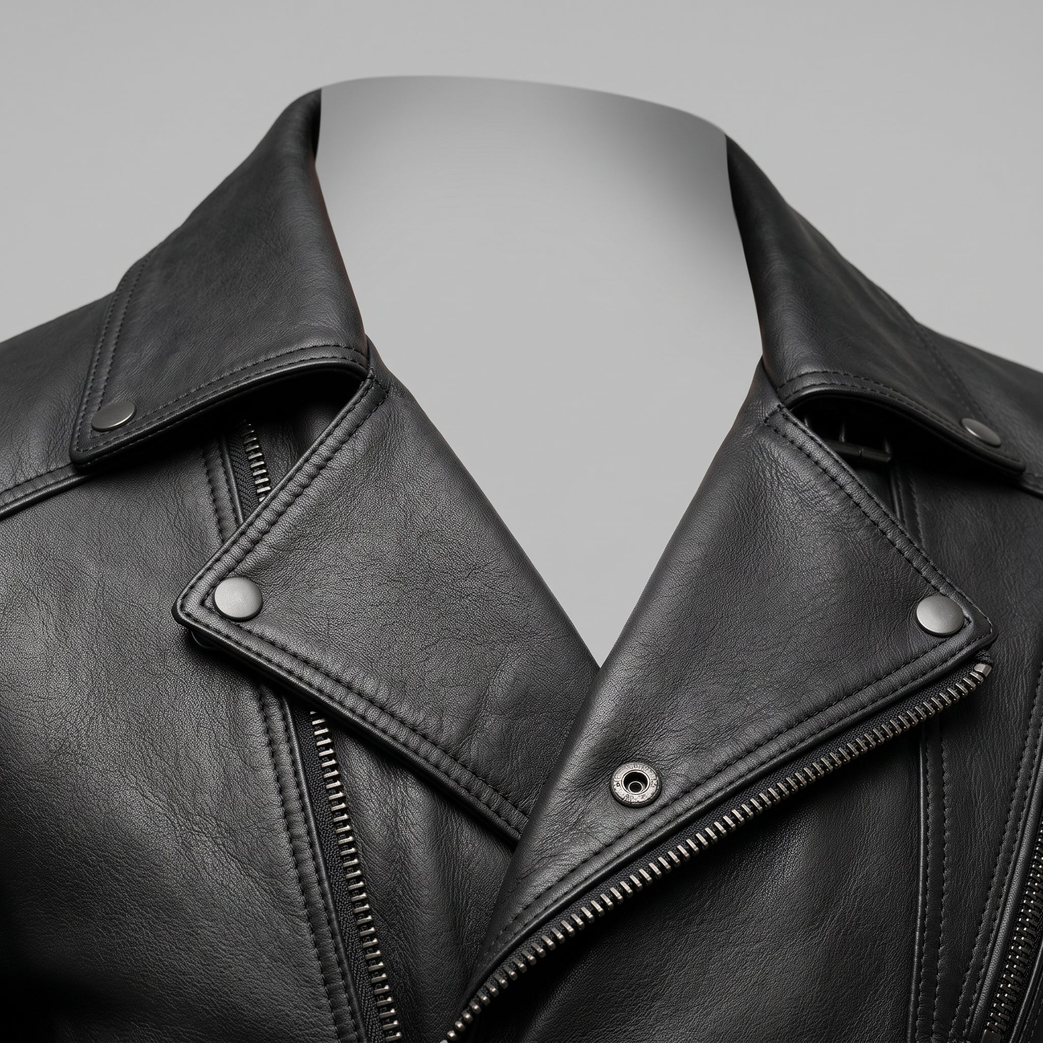 Men's Black Leather Biker Jacket — Bicton