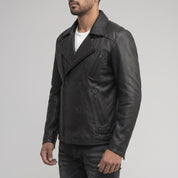 Men's Black Leather Biker Jacket — Bicton