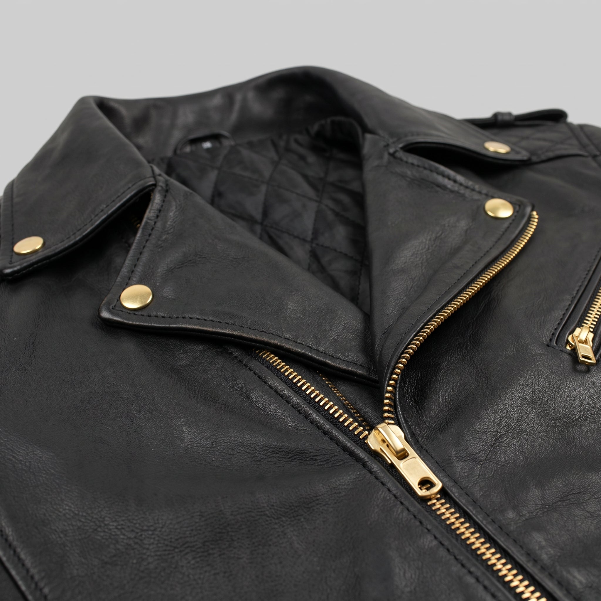 Men's Black Leather Biker Jacket — Bligh