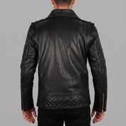 Men's Black Leather Biker Jacket — Bligh