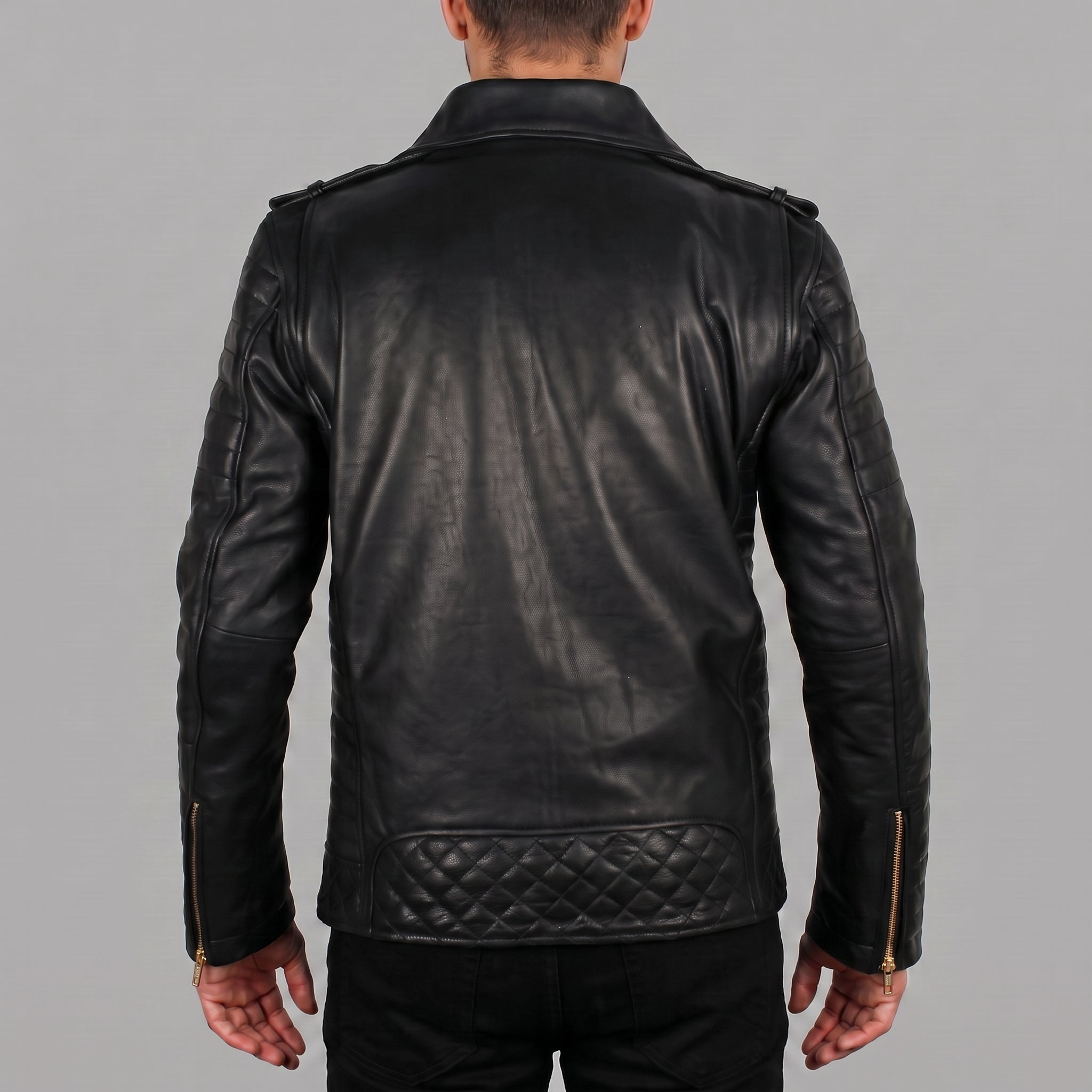 Men's Black Leather Biker Jacket — Bligh