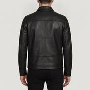 Men's Black Leather Biker Jacket — Bracknell