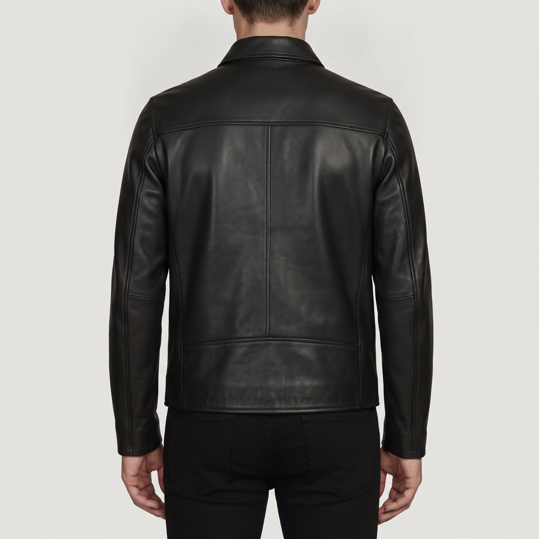 Men's Black Leather Biker Jacket — Bracknell