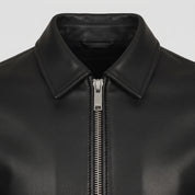 Men's Black Leather Biker Jacket — Bracknell