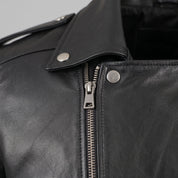 Men's Black Leather Biker Jacket — Bridgend