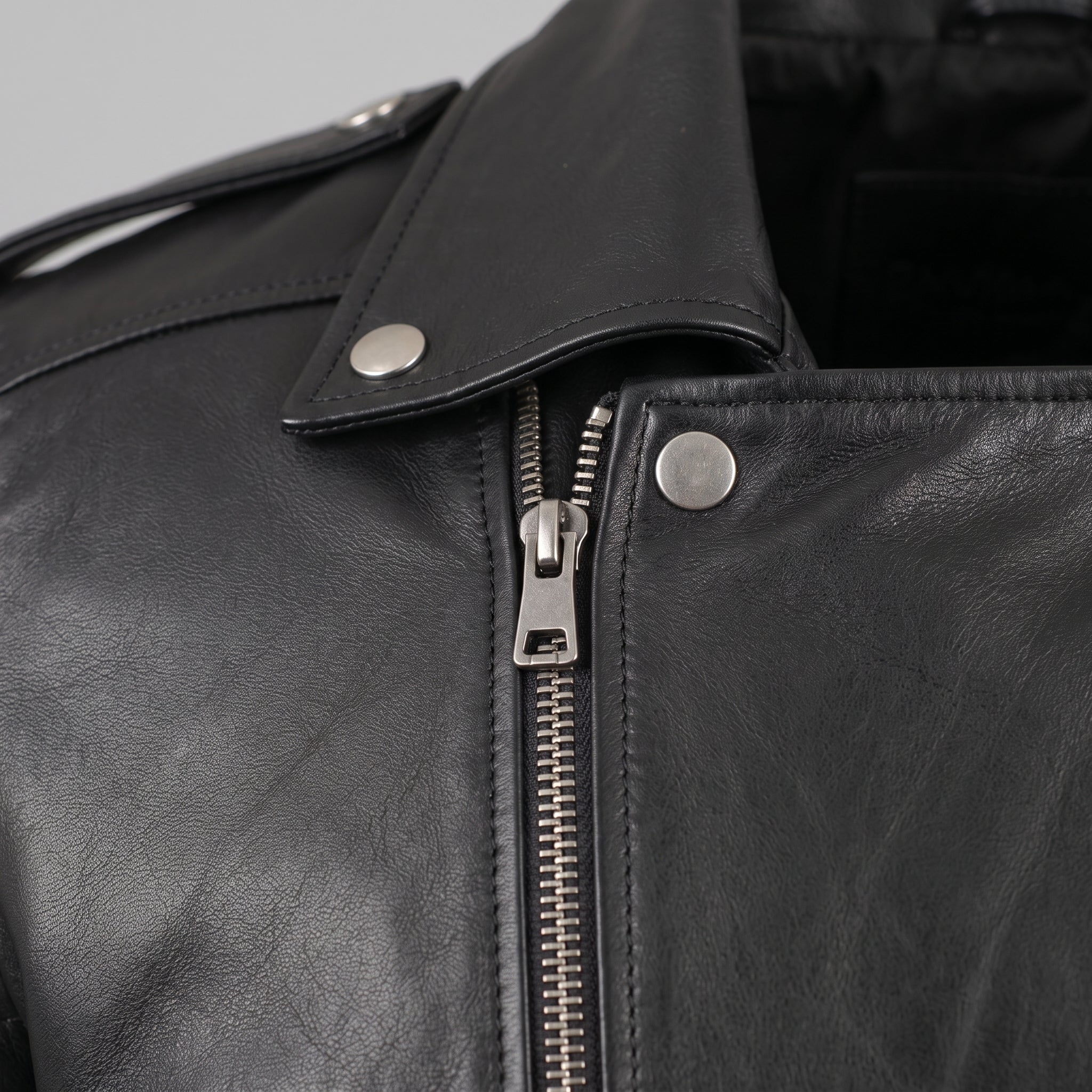 Men's Black Leather Biker Jacket — Bridgend