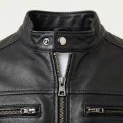 Men's Black Leather Biker Jacket — Clavell