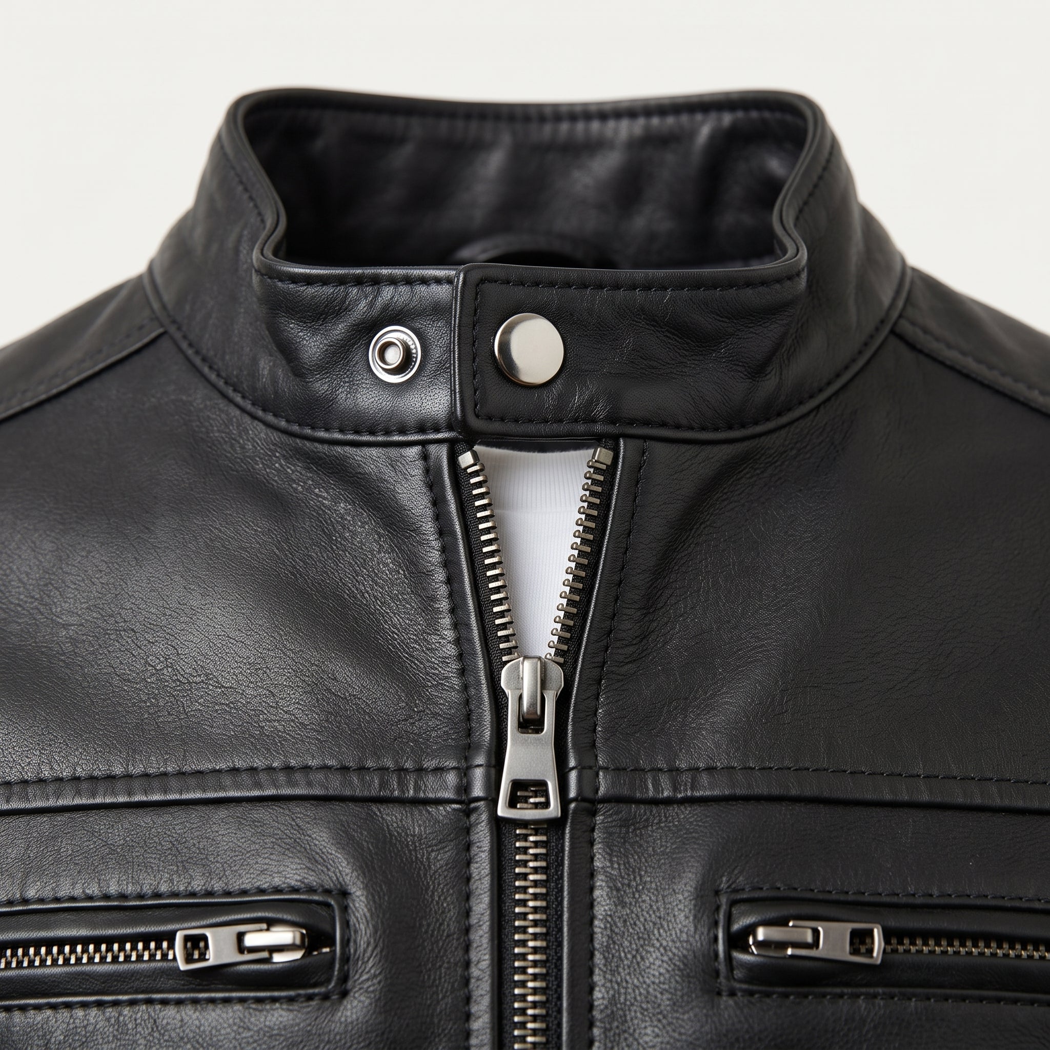 Men's Black Leather Biker Jacket — Clavell