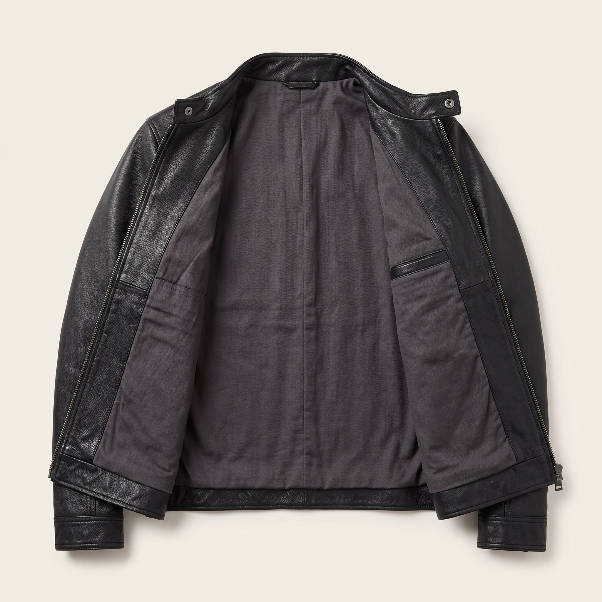 Men's Black Leather Biker Jacket — Clavell