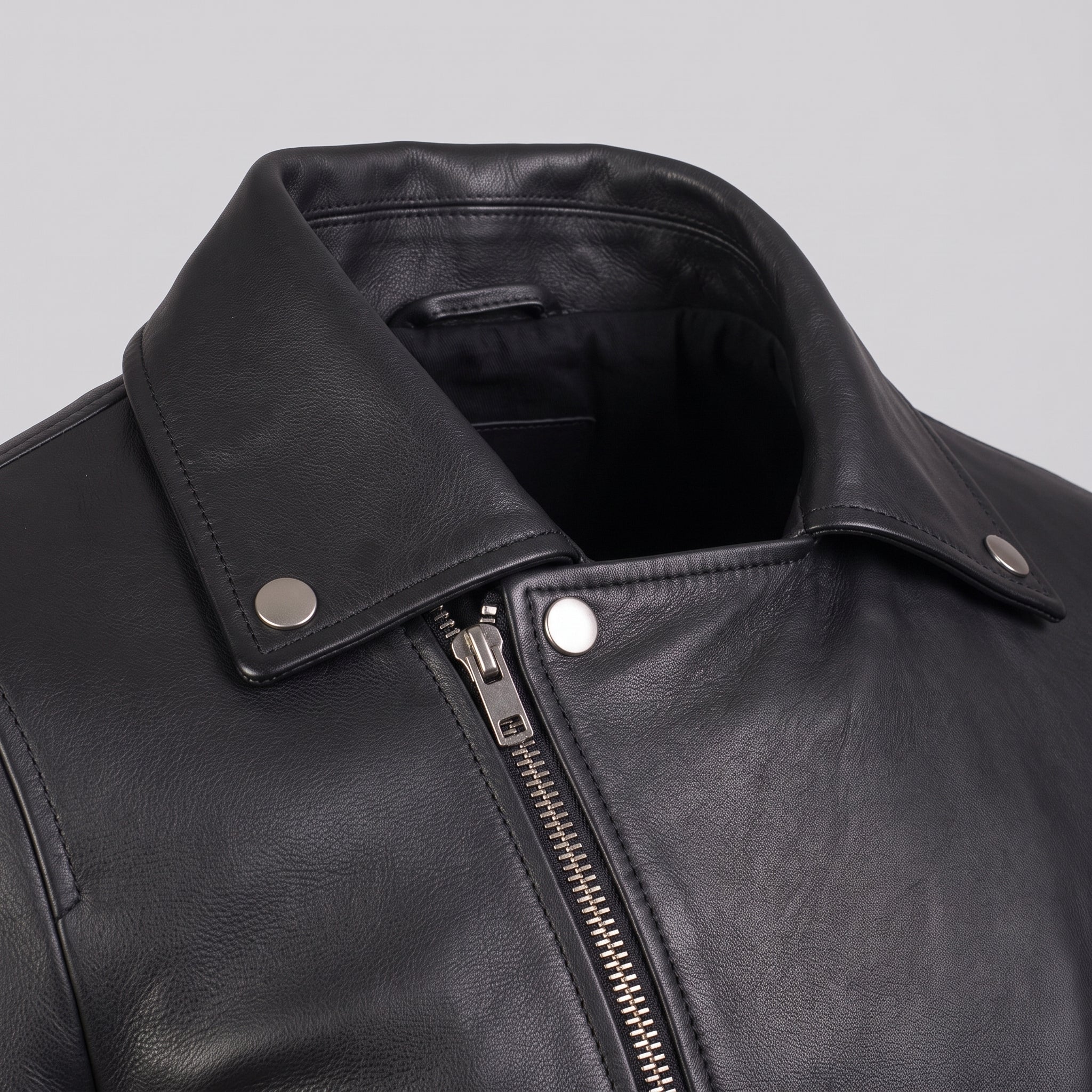 Men's Black Leather Biker Jacket — Claverley