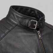 Men's Black Leather Biker Jacket — Collis