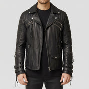 Men's Black Quilted Leather Perfecto Biker Jacket — Culross