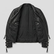 Men's Black Quilted Leather Perfecto Biker Jacket — Culross