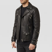 Men's Black Quilted Leather Perfecto Biker Jacket — Culross