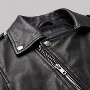 Men's Black Leather Biker Jacket — Deaville