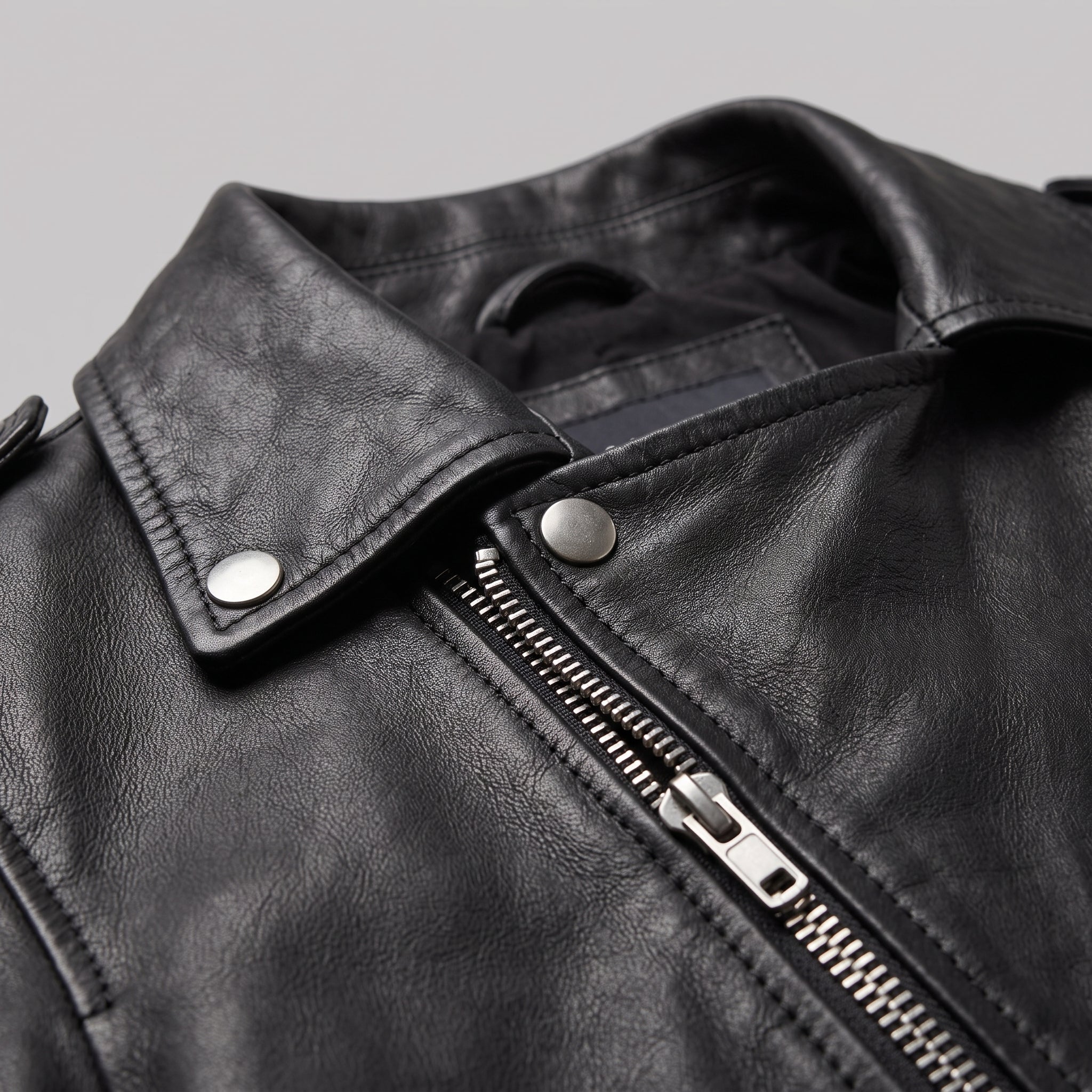 Men's Black Leather Biker Jacket — Deaville