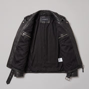 Men's Black Leather Biker Jacket — Deaville
