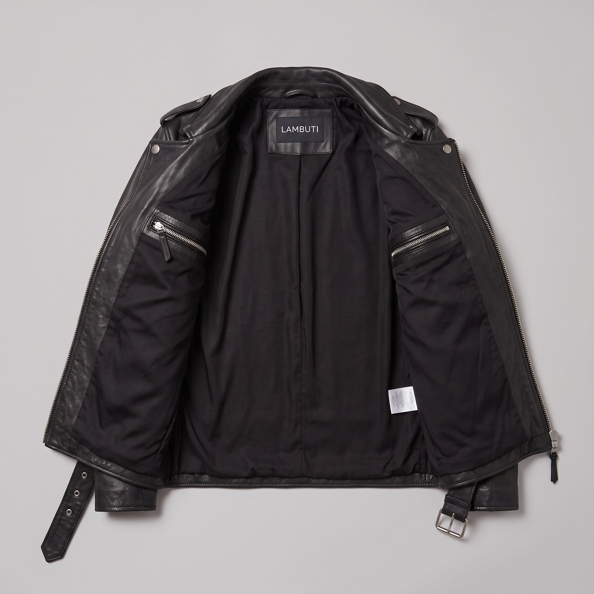 Men's Black Leather Biker Jacket — Deaville