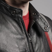 Men's Black Leather Biker Jacket — Gunston