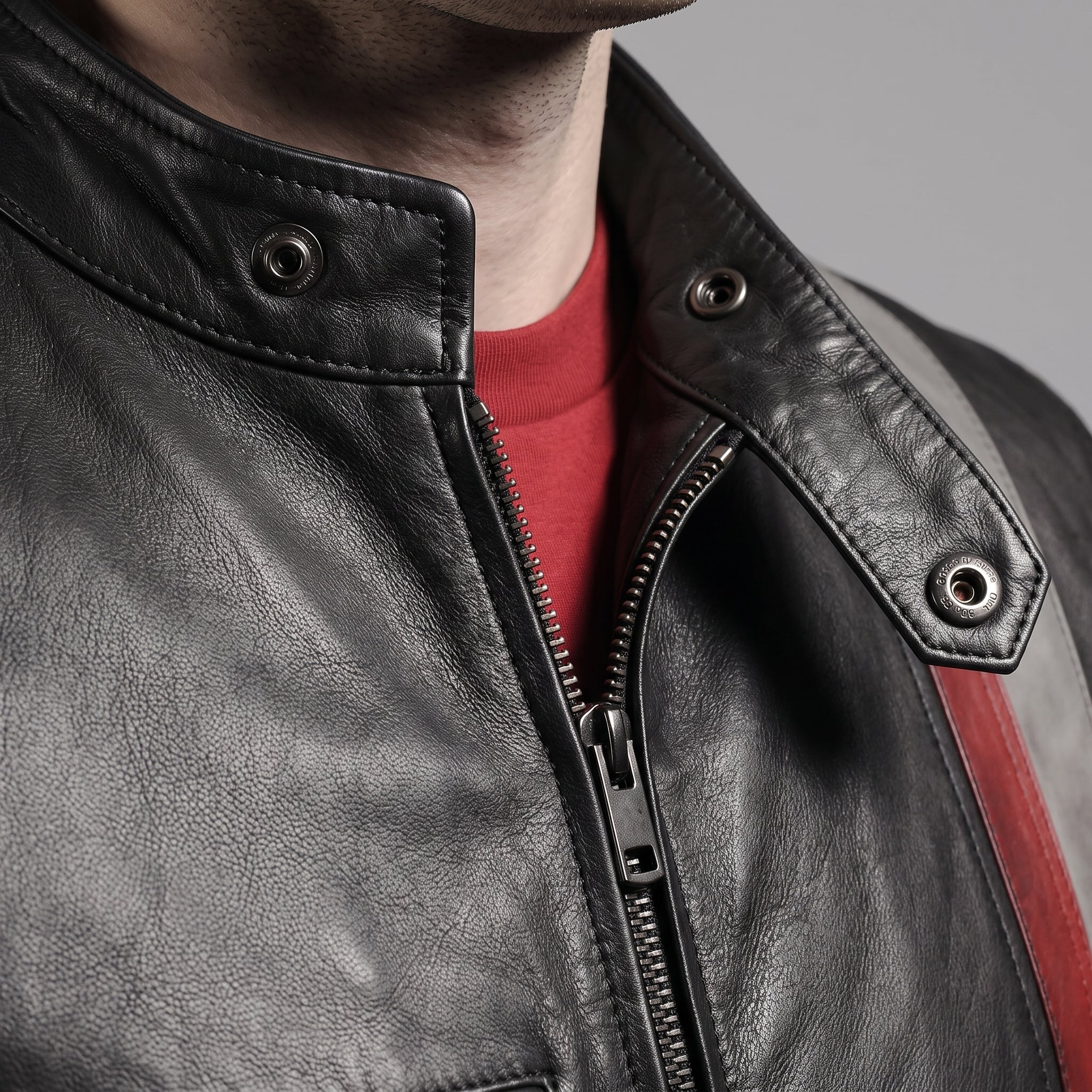 Men's Black Leather Biker Jacket — Gunston