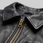 Men's Black Leather Biker Jacket — Hooper