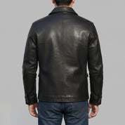 Men's Black Leather Trucker Jacket — Moulton