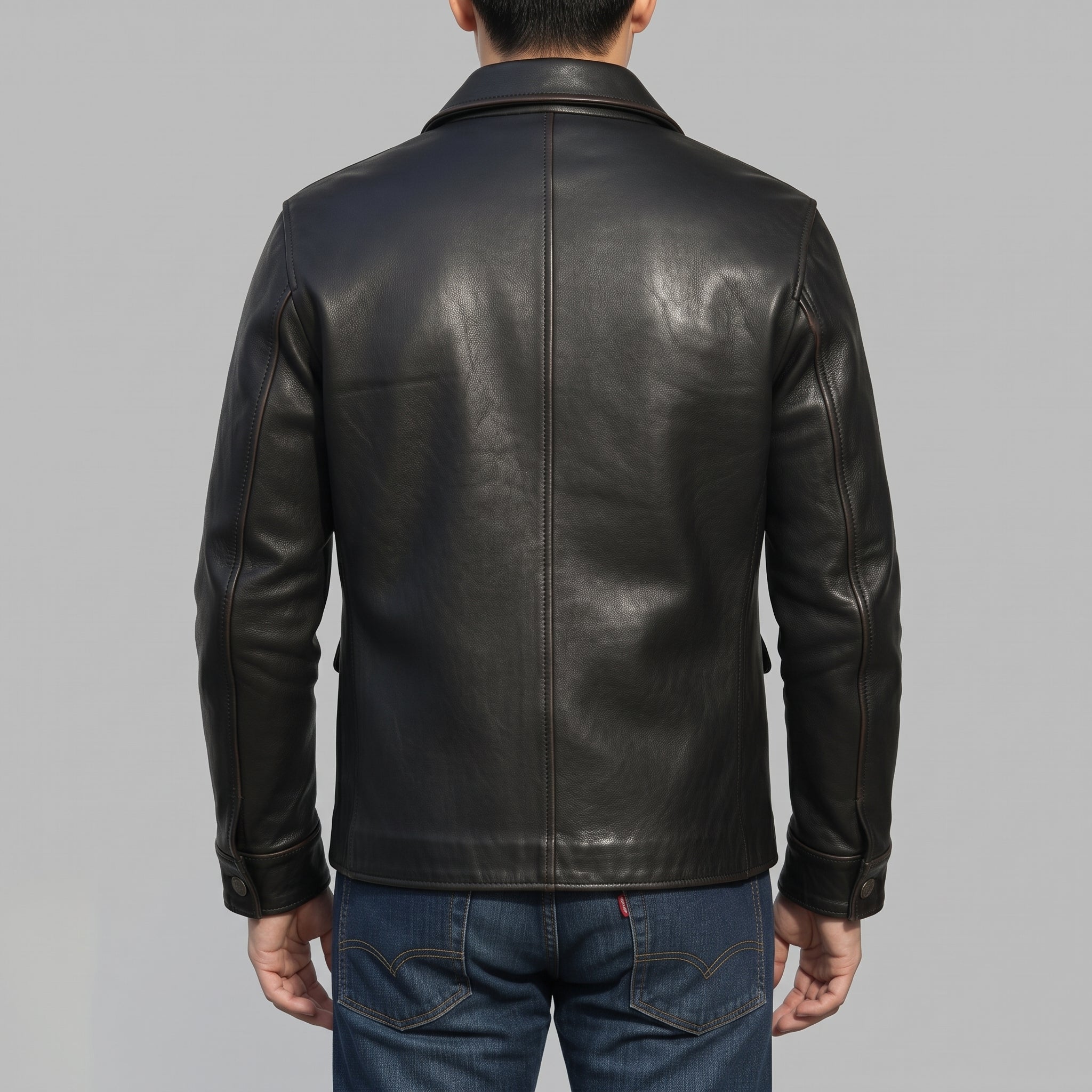 Men's Black Leather Trucker Jacket — Moulton