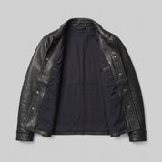 Men's Black Leather Trucker Jacket — Moulton