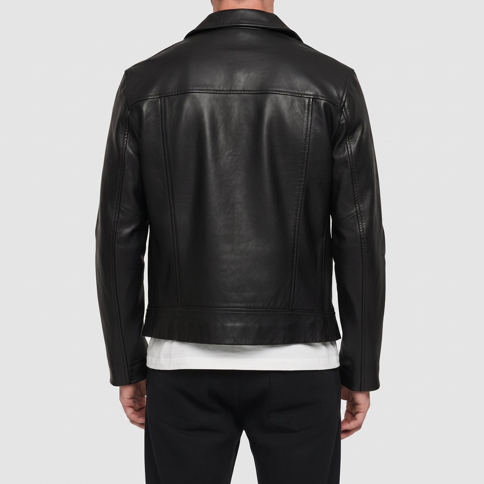 Men's Black Leather Biker Jacket — Padmore