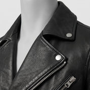 Men's Black Leather Biker Jacket — Padmore