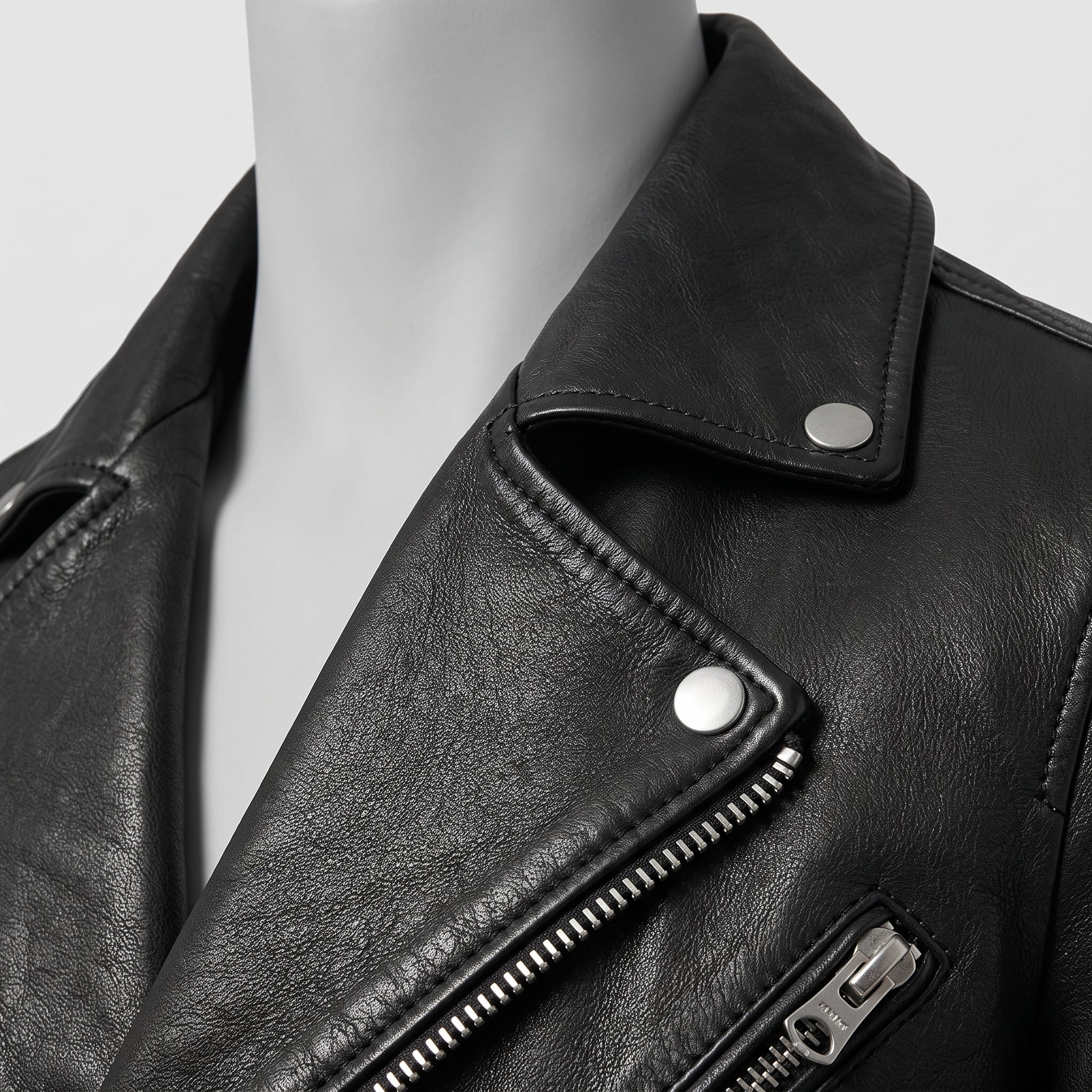 Men's Black Leather Biker Jacket — Padmore
