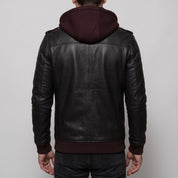 Men's Black Leather Biker Jacket — Prior