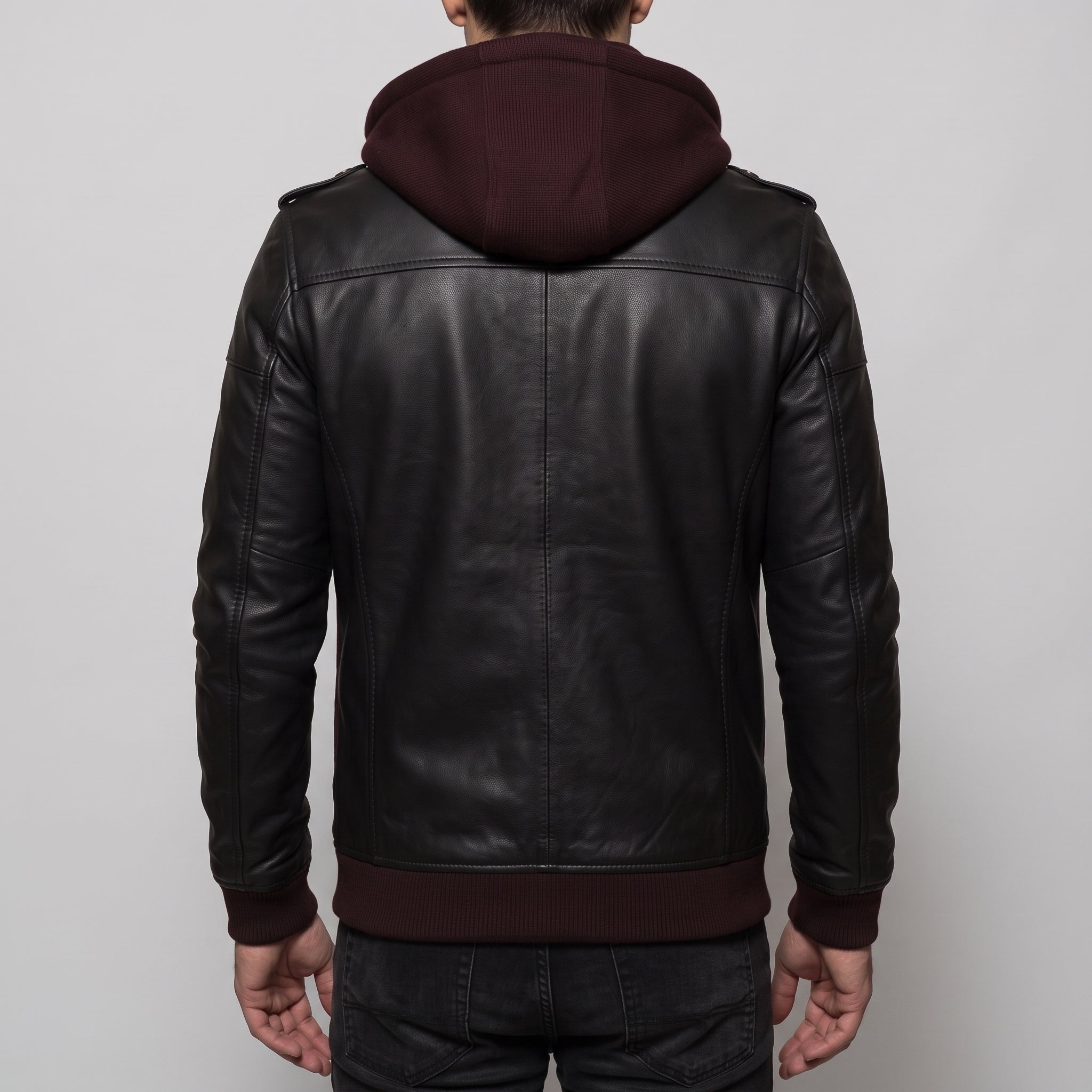 Men's Black Leather Biker Jacket — Prior