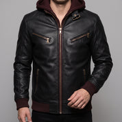 Men's Black Leather Biker Jacket — Prior