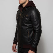 Men's Black Leather Biker Jacket — Prior