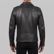 Men's Black Quilted Leather Biker Jacket — Turberville