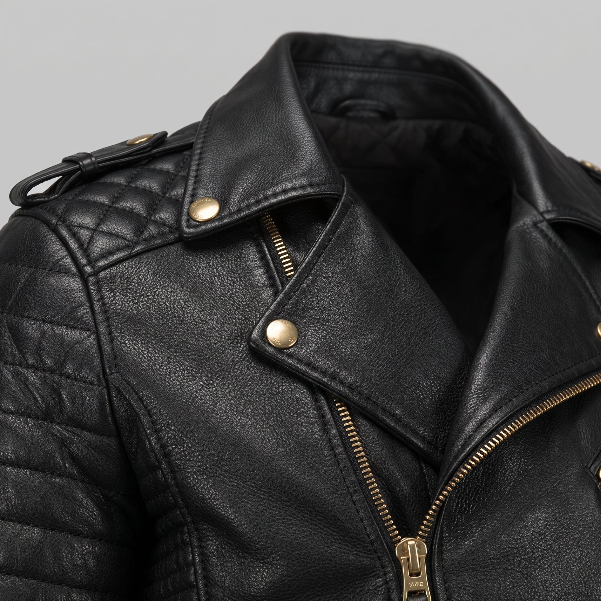 Men's Black Quilted Leather Biker Jacket — Turberville