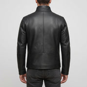 Men's Black Leather Biker Jacket — Uckfield