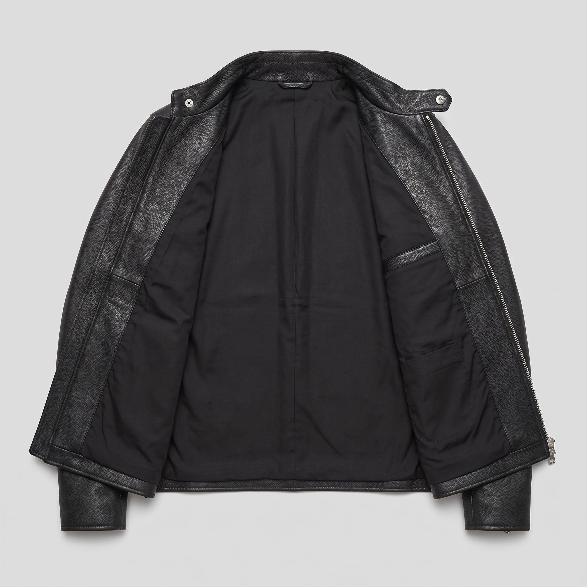 Men's Black Leather Biker Jacket — Uckfield