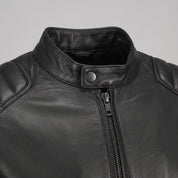 Men's Black Leather Cafe Racer Jacket — Warfield