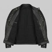 Men's Black Leather Cafe Racer Jacket — Warfield