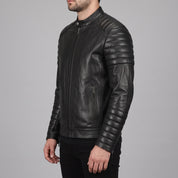 Men's Black Leather Cafe Racer Jacket — Warfield