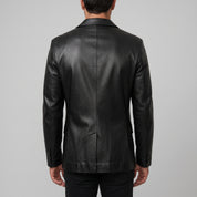 Men's Black Leather Blazer — Belvoir